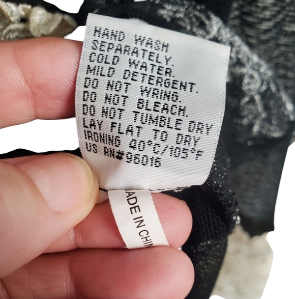 Paradiso Sheer Blouse. Black with lace and bead embellishments. LG - Picture 9 of 13